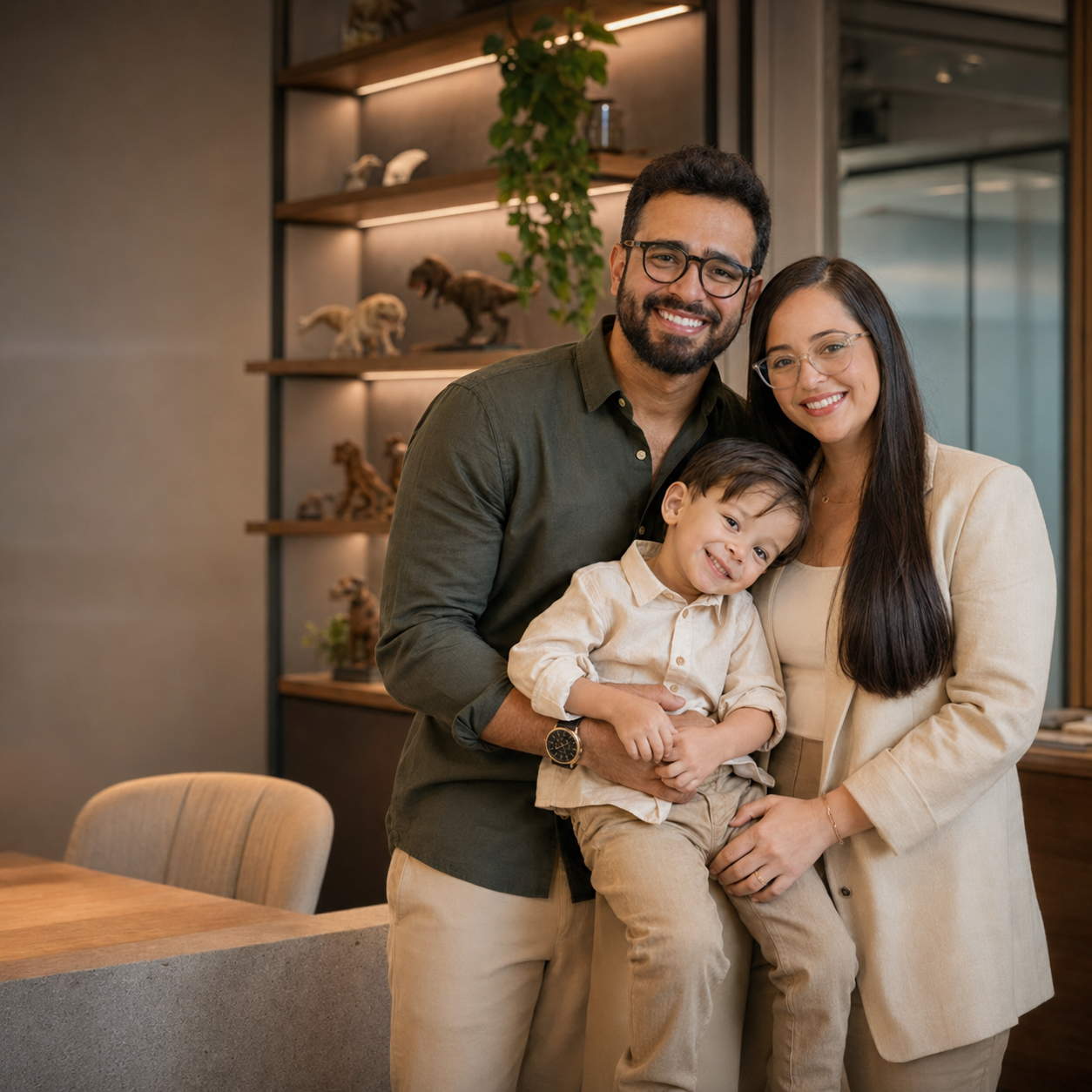 Drielly Maia, fundadora da Dry Maia Ateliê, com a família